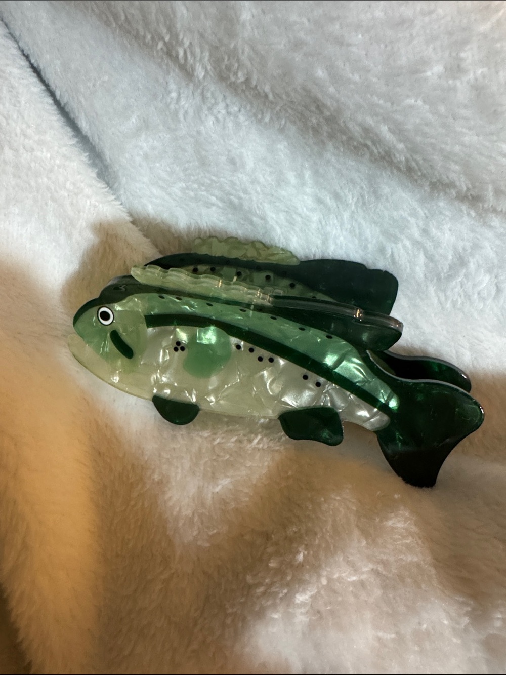 Green Fish Hair Clip - Shiny Green Fish Barrette